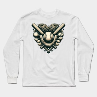 Baseball Valentine Steampunk Long Sleeve T-Shirt